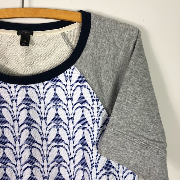 J. Crew Paneled Short Sleeve Sweatshirt Navy *89 - Picture 4 of 8